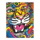 image 3 of Colourful Arty Tiger Portrait Fun Bold Hippy Black Framed Wall Art Print A4
