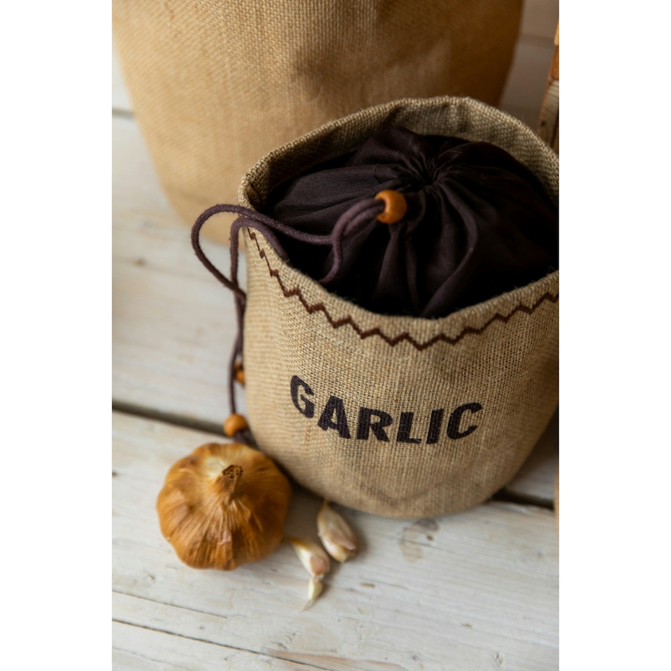 image 1 of Natural Elements Garlic Storage Bag Hessian Natural Brown