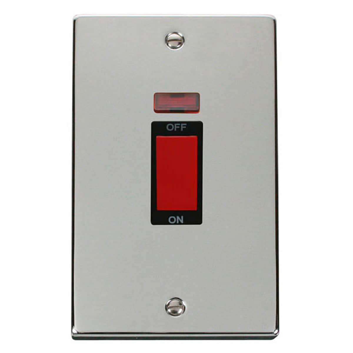 SE HOME Polished Chrome 2 Gang Size 45A Switch With Neon Chrome Polished Chrome