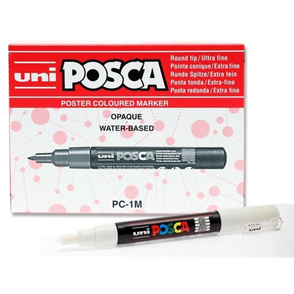 image 1 of White Uni Posca PC-1M 0.7mm Bullet Tip Permanent Marker