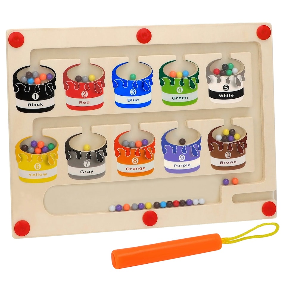 image 1 of Magnetic Color & Number Maze – Montessori Wooden Counting Toy for Toddlers
