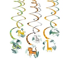 Get Wild Jungle Animals Hanging Swirl Decorations - Pack of 6