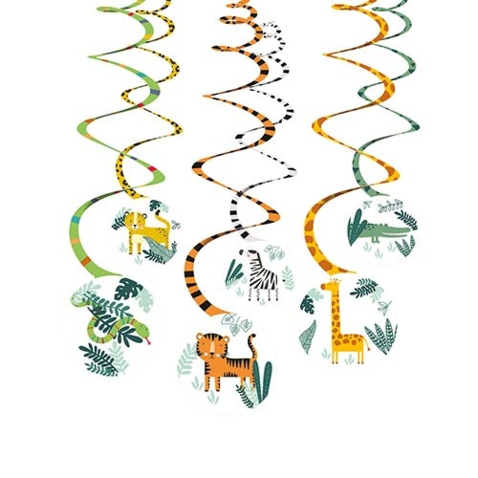Get Wild Jungle Animals Hanging Swirl Decorations - Pack of 6