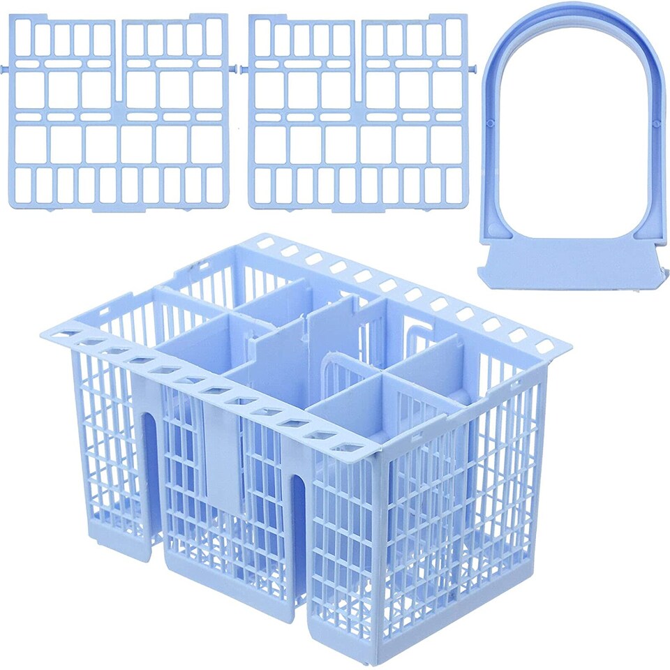 image 1 of SPARES2GO Cutlery Basket Cage for Smeg Dishwasher (Blue, 220 x 208 x 160mm)