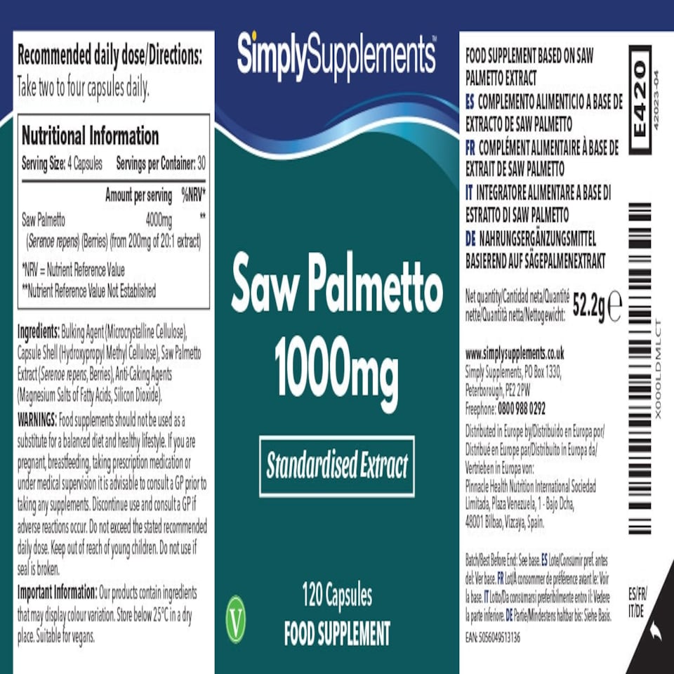image 1 of Saw Palmetto 1,000mg - 120 Capsules