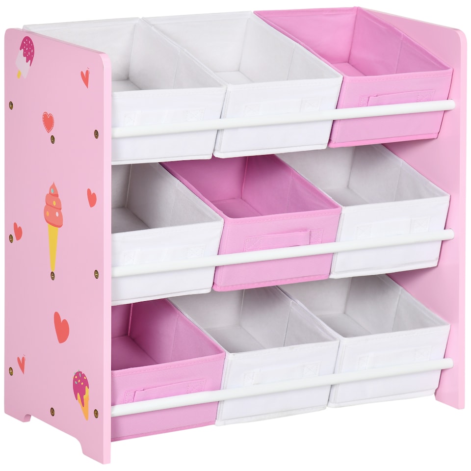 image 1 of ZONEKIZ Storage Unit W 9 Removable Storage Baskets for Nursery Playroom, Pink | Pink