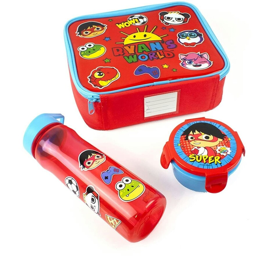 image 1 of Ryan´s World Childrens/Kids Lunch Box Set (Pack Of 3) - Red/Blue - One Size