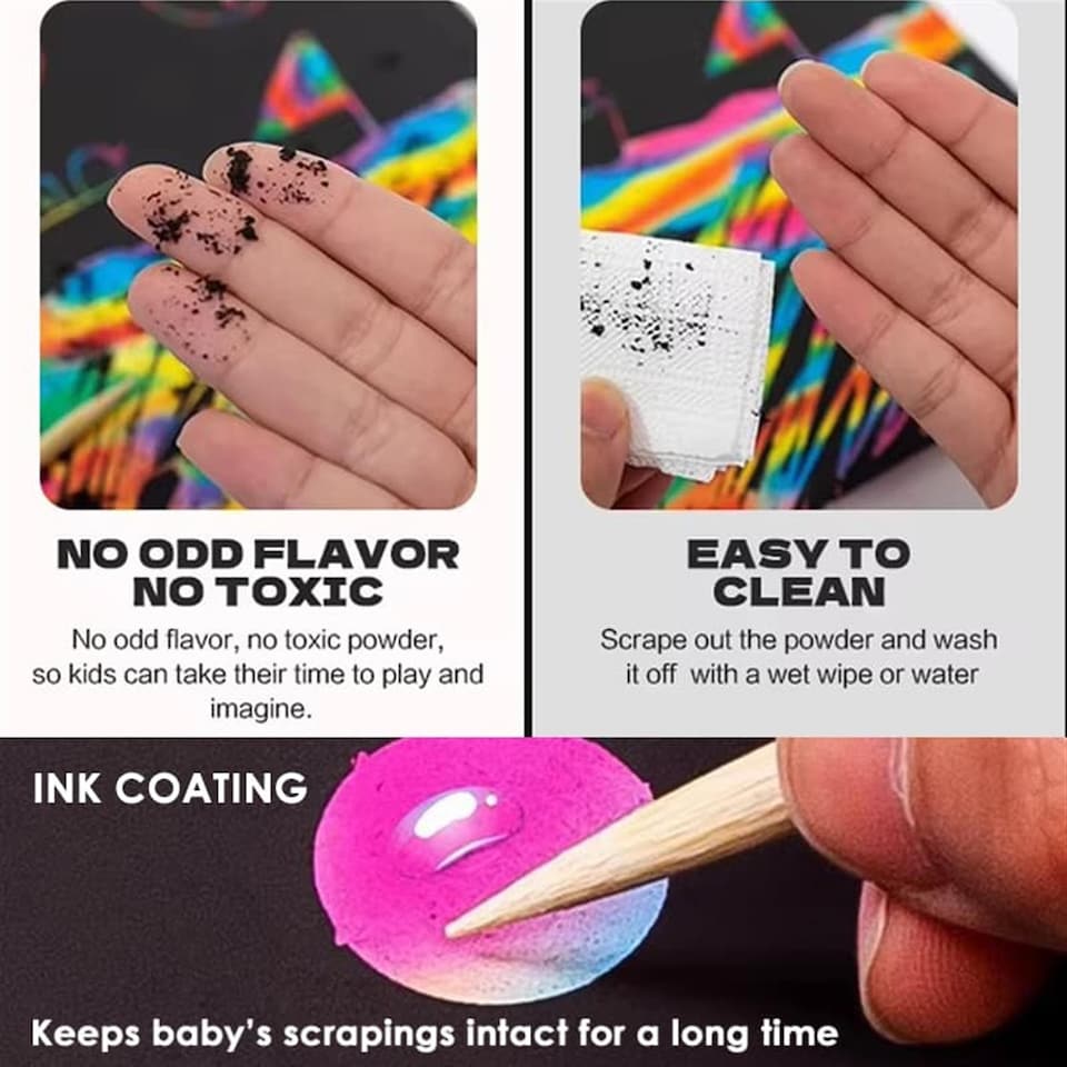 image 1 of Pack of 100 Sheets Creative Scratch Painting Art Paper For Kids 9 x 9cm