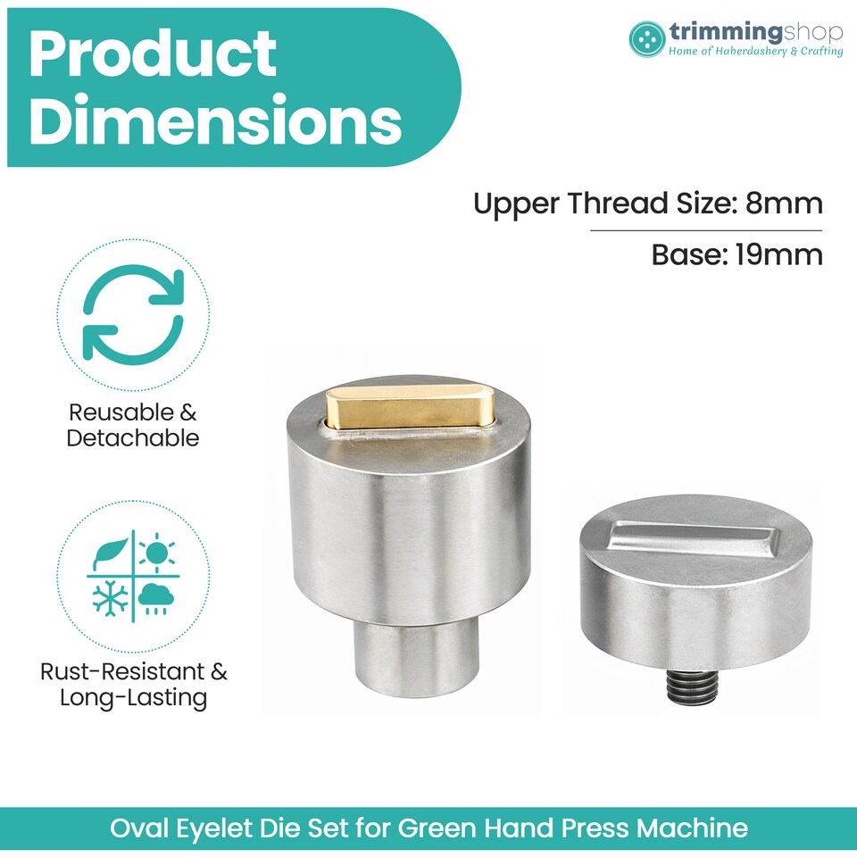 image 1 of Trimming Shop 15mm Oval Eyelet Grommet Fixing Dies Tool Set