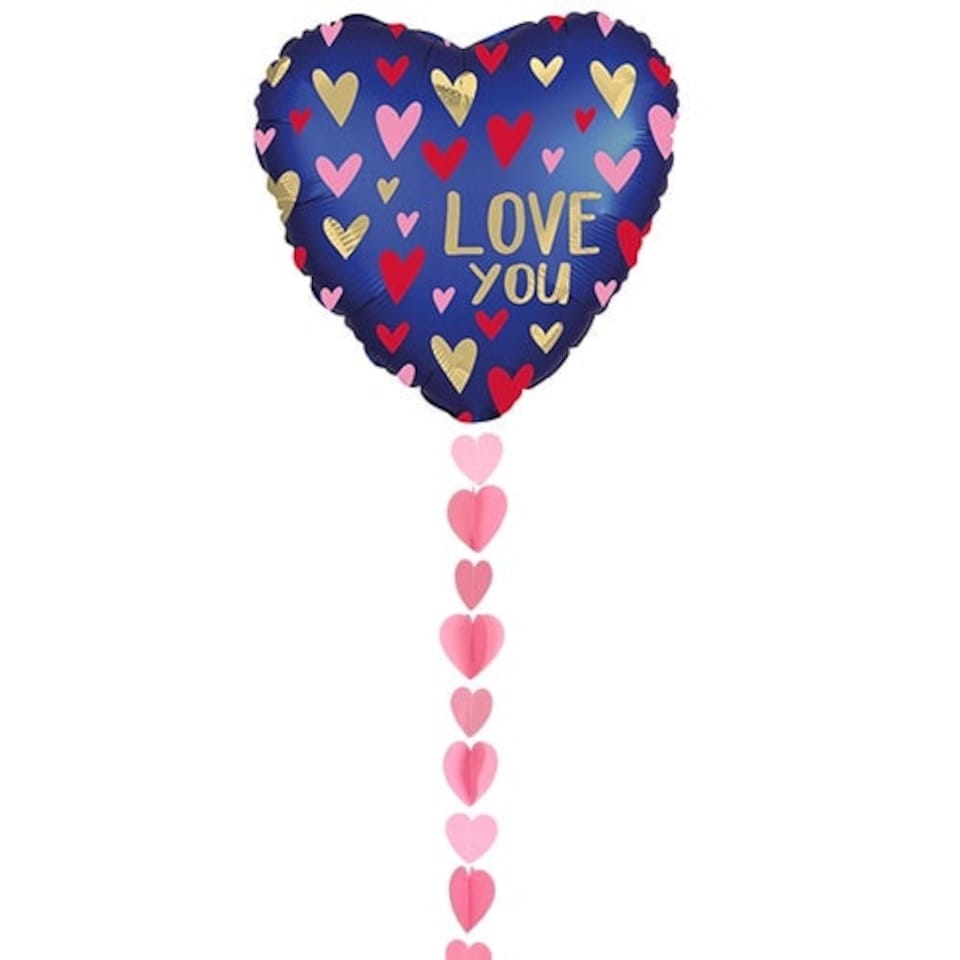 image 1 of Pink Hearts Balloon Tail 125cm