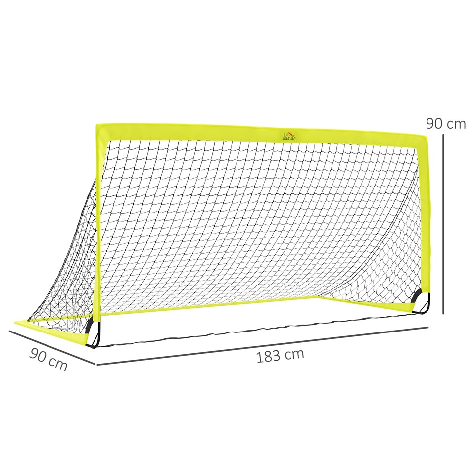 image 1 of HOMCOM Two Football Goal Nets, Football Equipment w/ Carry Bag, Yellow | Yellow