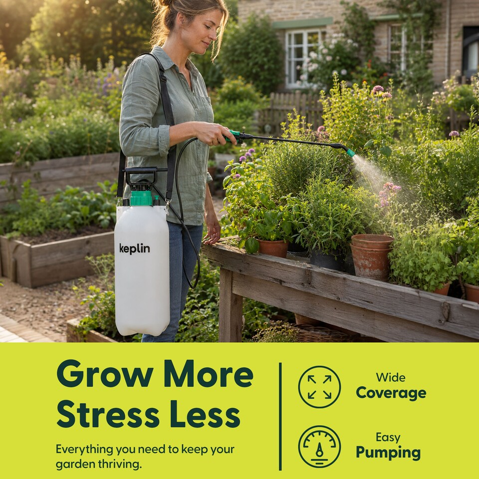 image 1 of Keplin Pump Action Garden Pressure Sprayer with Long Lance Spray and Mist Nozzle