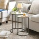 image 6 of Set Of 2 Round Nesting Coffee Tables With Tempered Glass Top Black Black