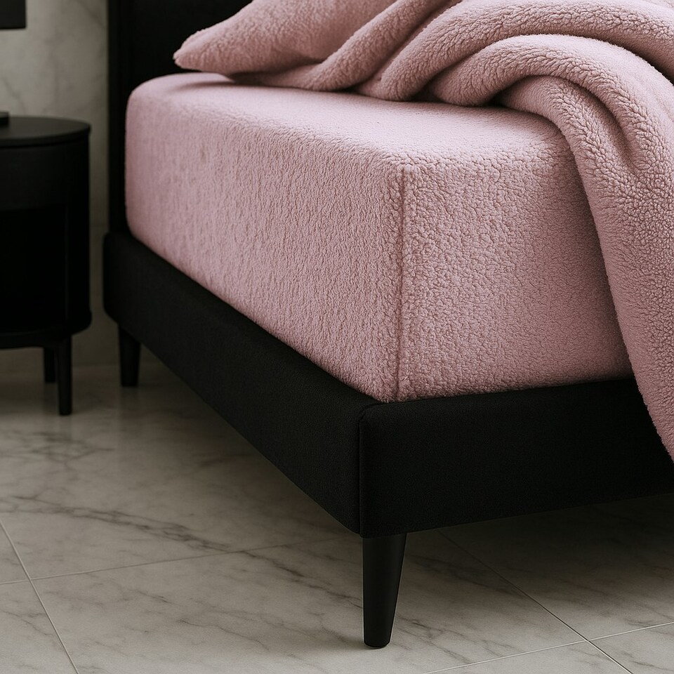 image 1 of Teddy Fitted Sheet 30cm Extra Deep Soft Cuddly Soft Touch Bedding Pink | King