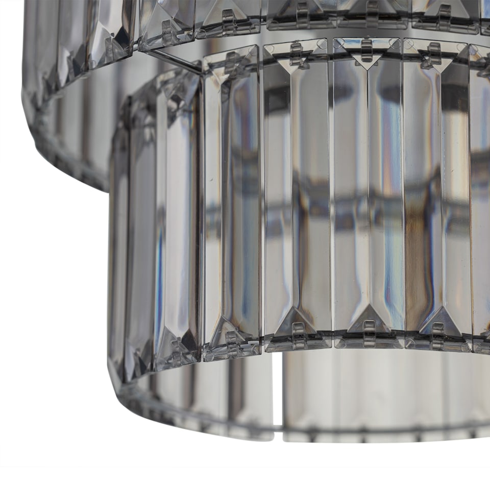image 1 of Clint - Smoked Acrylic Crystal Two Tier Easy Fit Pendant Shade | Grey | Chrome | Medium | 1