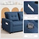 image 7 of HOMCOM 2 Seater Sofa Bed, Linen Click Clack Sleeper Sofa with Pull Out Design, 2 Pillows, Cup Holders, Side Pockets, Convertible Loveseat Bed Settee for Living Room, 157x190cm, Dark Blue