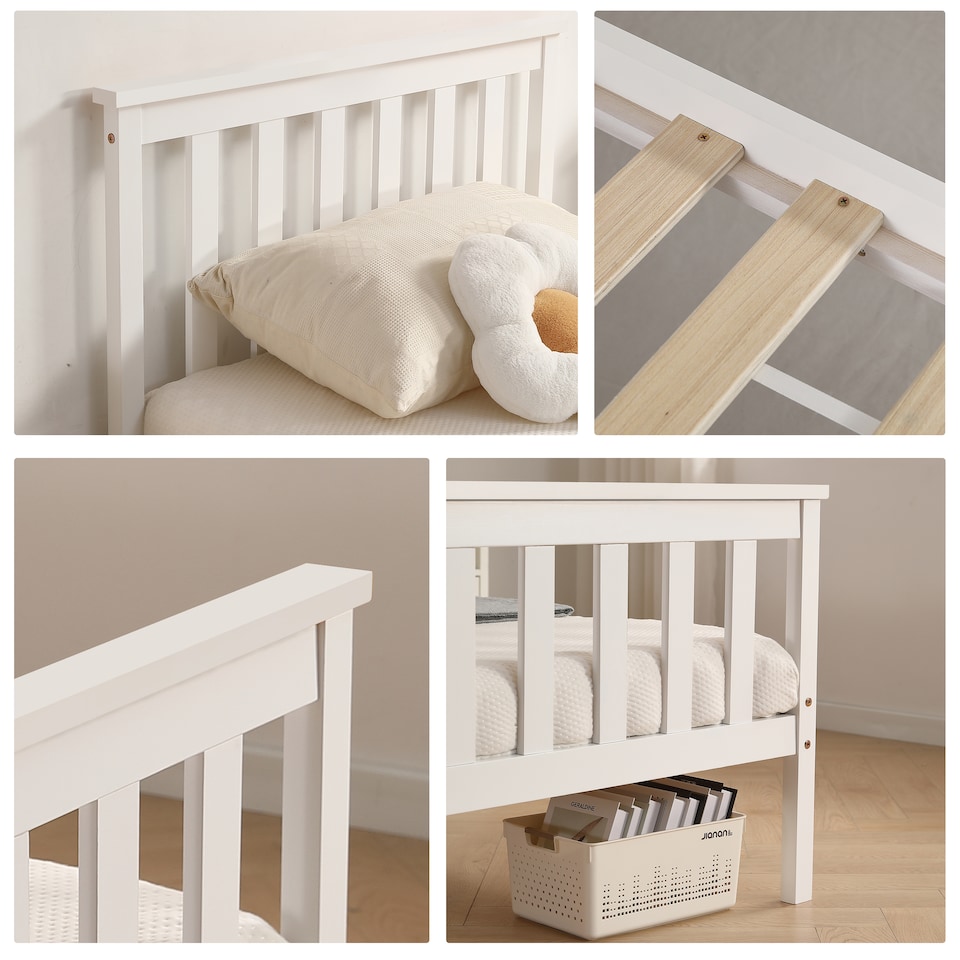 image 1 of 3ft Single Wooden Bed Frame In White