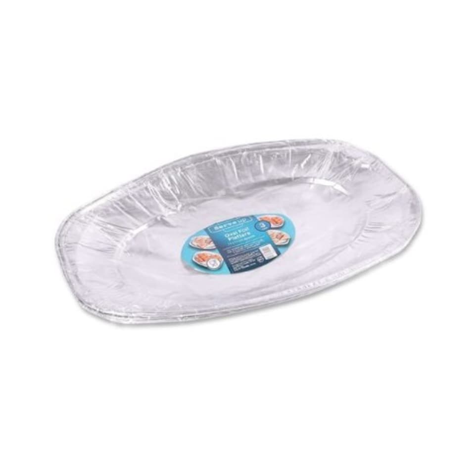 image 1 of Serve Up Oval Foil Platters 35 x 24.5cm | Silver | 1 - Silver | Single Pack | 1