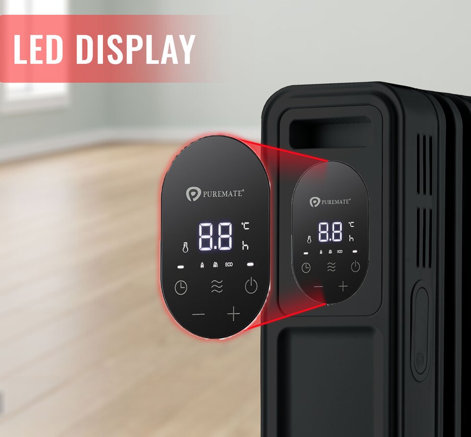 image 1 of 2300W Oil Filled Radiator with Remote Control Black