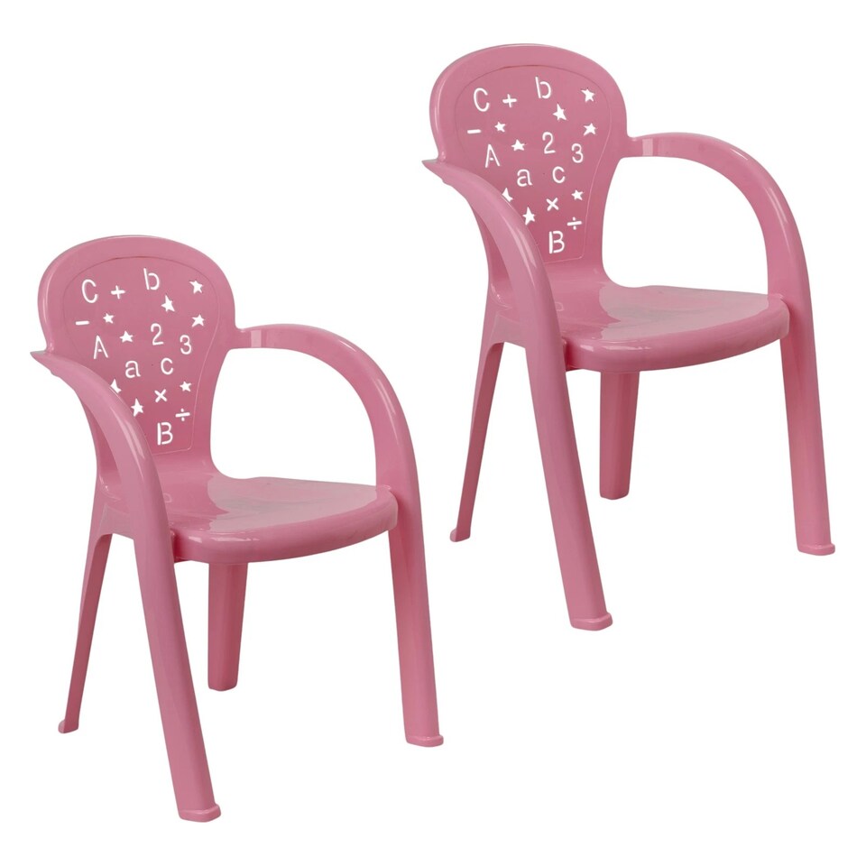 image 1 of Coloured Plastic Kids Chairs Stackable Nursery Indoor Outdoor Party Garden Play | Pink | 2 Pcs Pink | 2