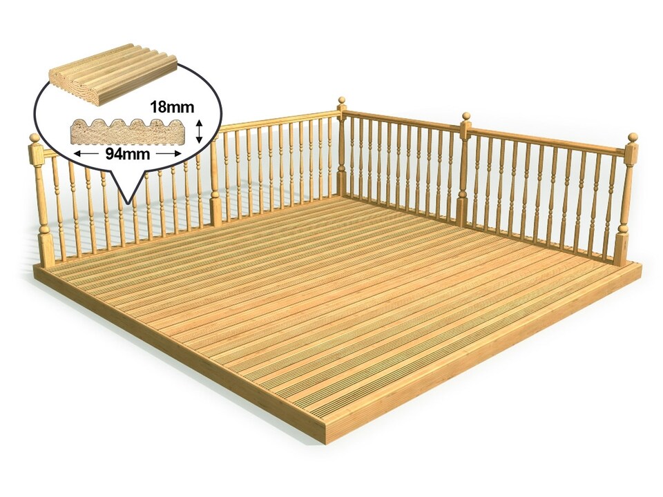 image 1 of eDecks Discount Decking Kit, Treated Timber, 2.4 x 2.4m - Colonial Handrails