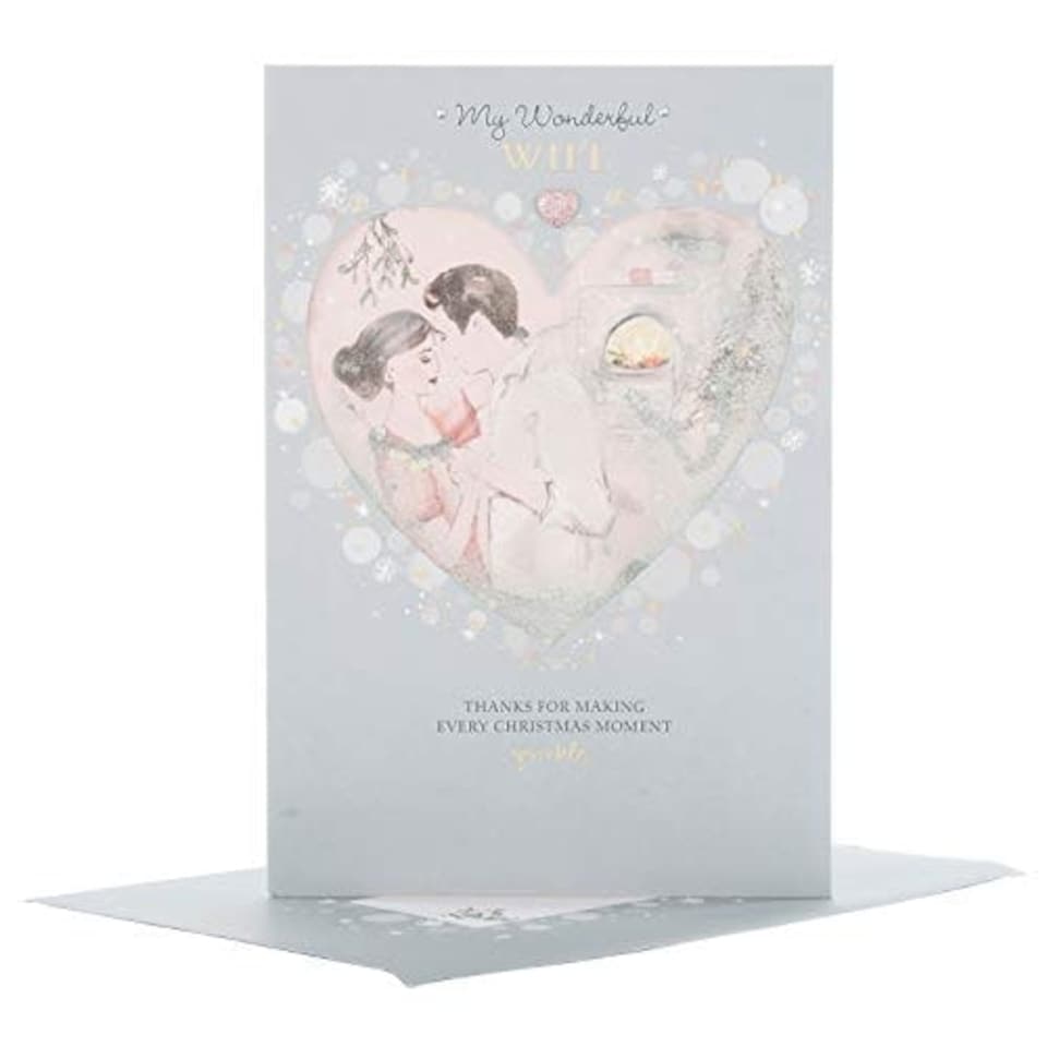 image 1 of Hallmark Large Wonderful Wife Christmas Card 'Glitter Shaker'