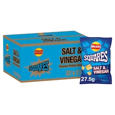 Walkers Squares Salt & Vinegar Snacks Crisps 27.5g (Case of 32)