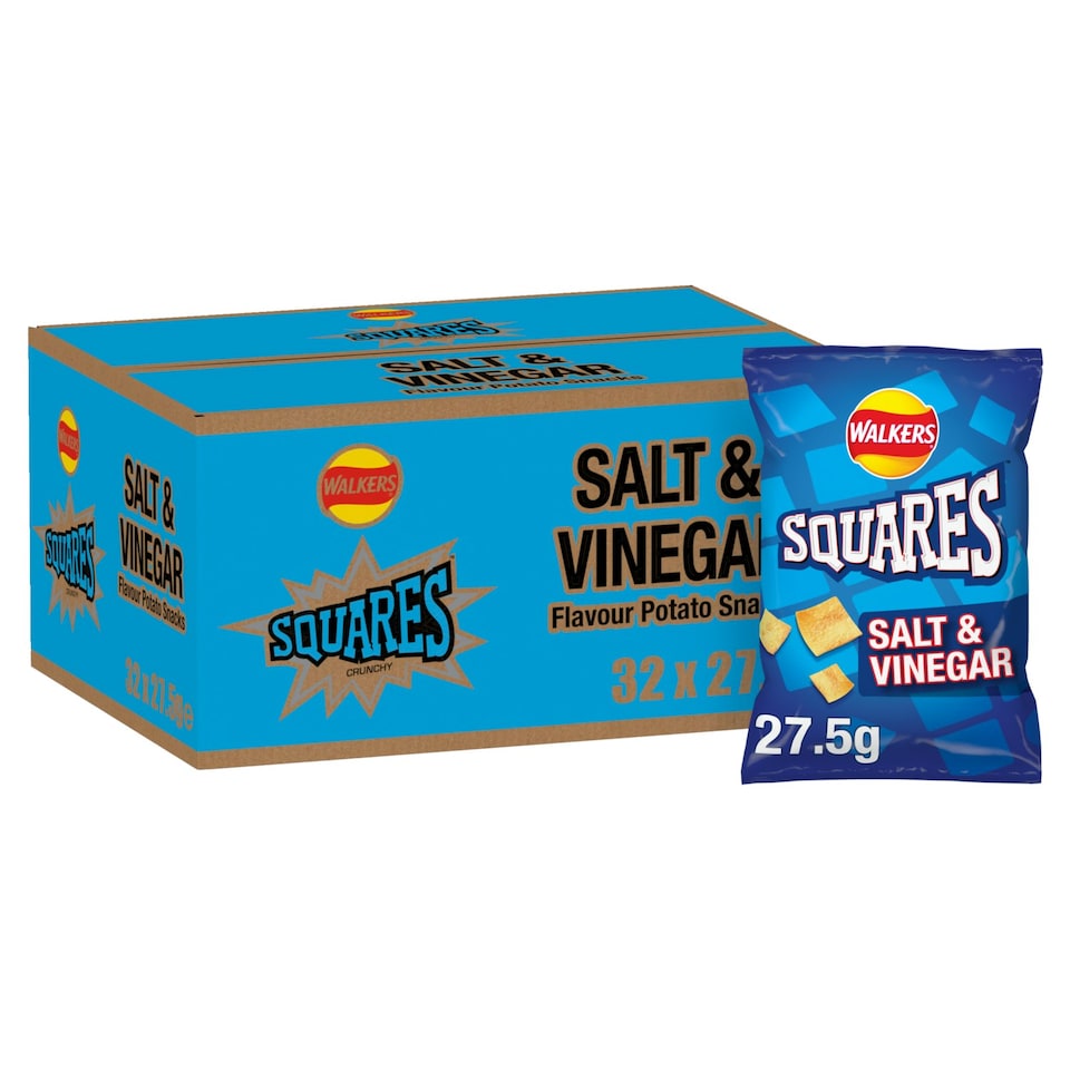 image 1 of Walkers Squares Salt & Vinegar Snacks Crisps 27.5g (Case of 32)