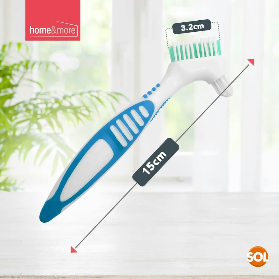 image 1 of SOL 2pk Denture Toothbrush, UK Retainer Brush for Cleaning False Teeth