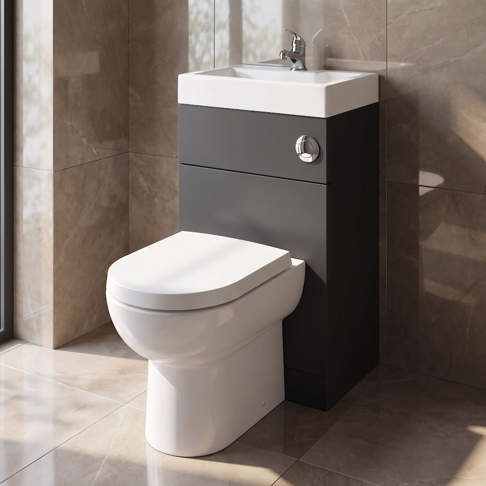 image 1 of Balterley Modern Floor Standing Bathroom 2 in 1 Combination Basin and WC Toilet Unit