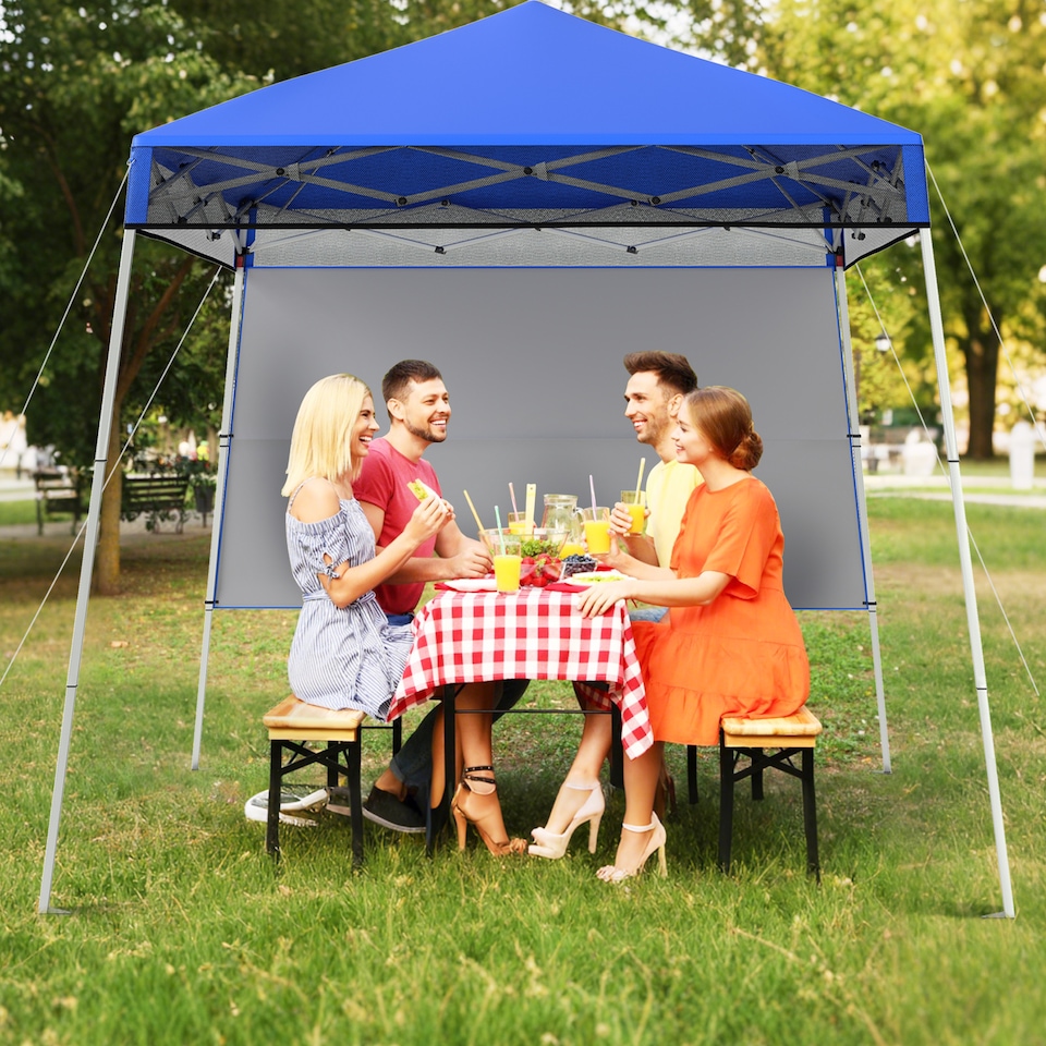 image 1 of COSTWAY 210 x 210 cm Pop up Canopy Tent Portable Backpack Canopy-Blue