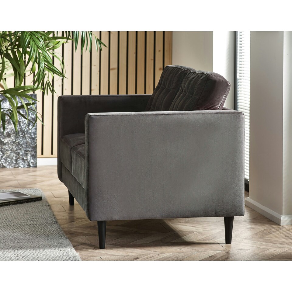 image 1 of Furniturebox Jolene 2 Seater Velvet Dark Grey Sofa