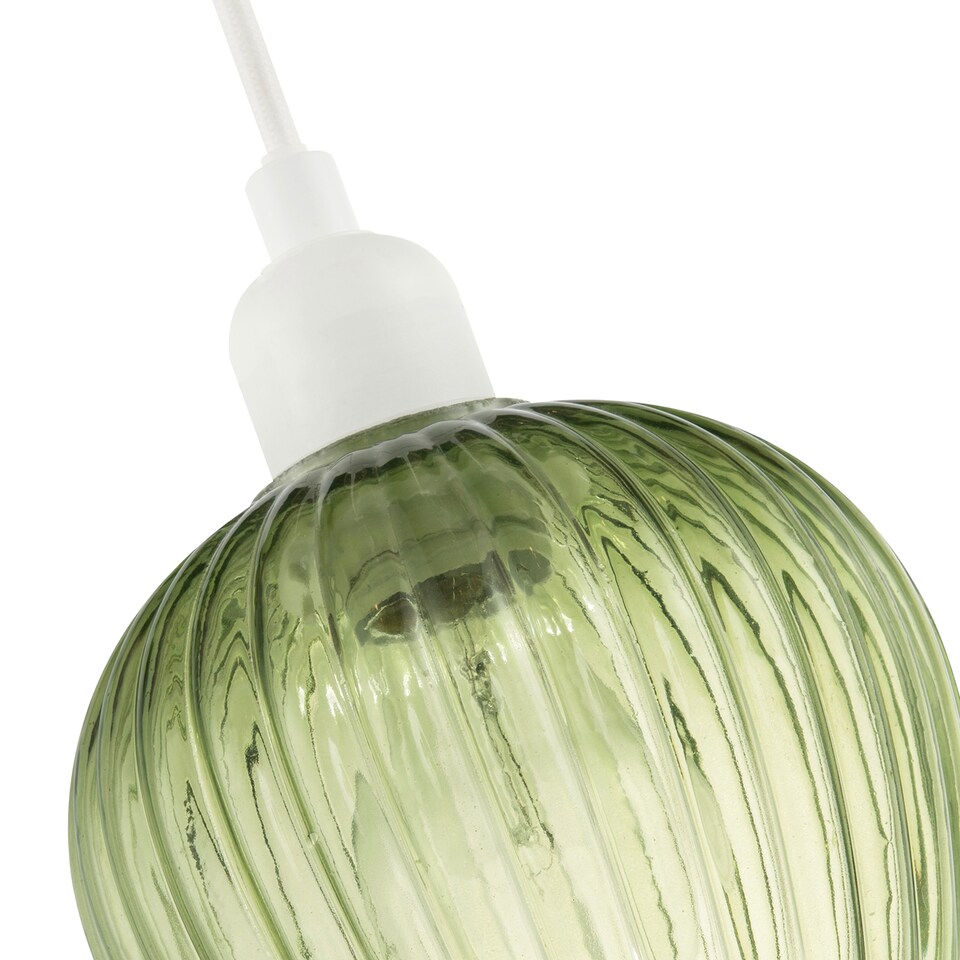 image 1 of Modern Green Easy Fit Pendant Lighting Shade with Ridged Fluted Lines | Green