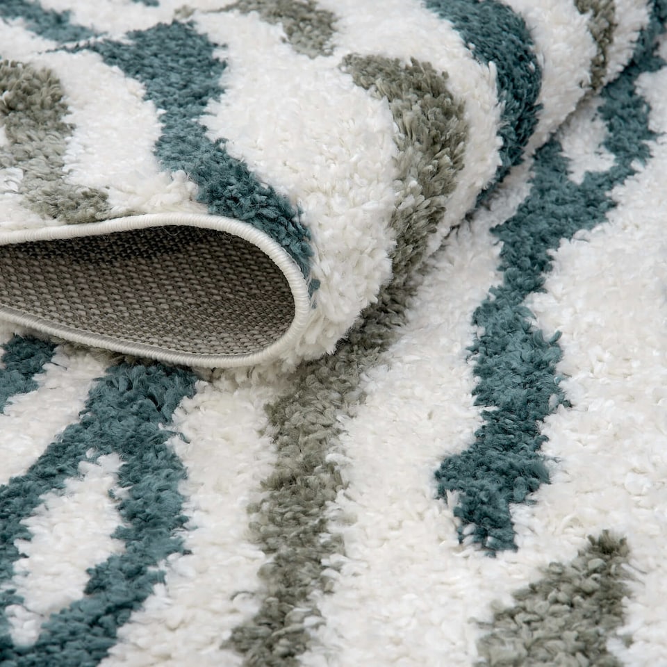 image 1 of The Rugs Moodi Collection Abstract Design Shaggy Soft High Pile Living Room Floor Rug and Runner
