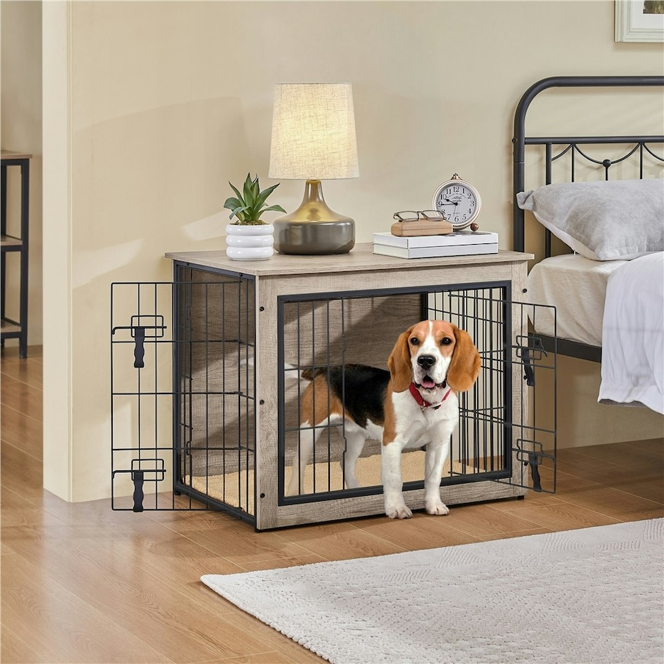 Yaheetech 80.5 cm Industrial Multi-functional Wooden Dog Kennel Brown | Rustic Brown