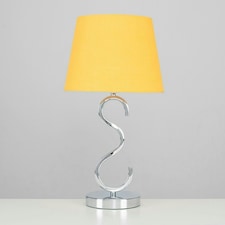 ValueLights Modern Sleek Design Polished Chrome Touch Table Lamp With Mustard Light Shade