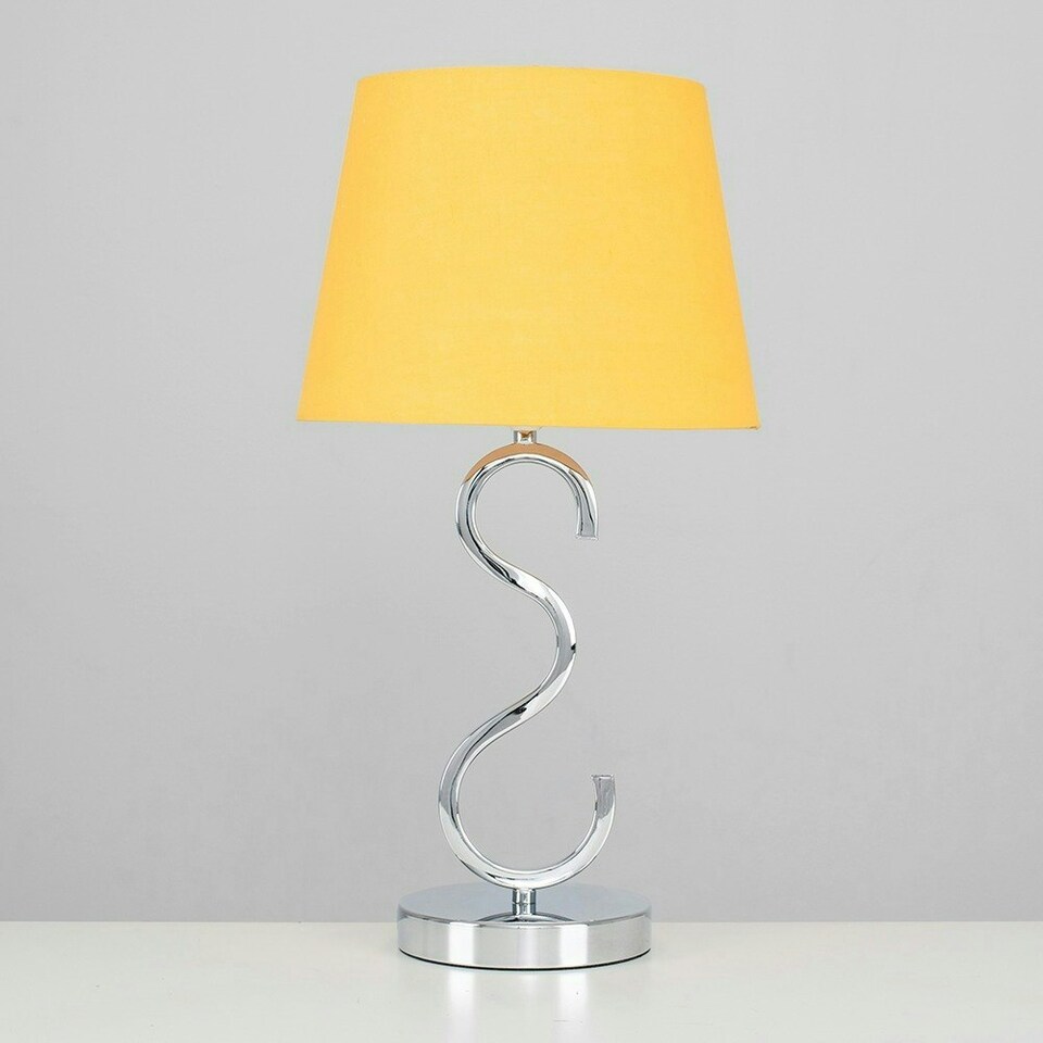 image 1 of ValueLights Modern Sleek Design Polished Chrome Touch Table Lamp With Mustard Light Shade