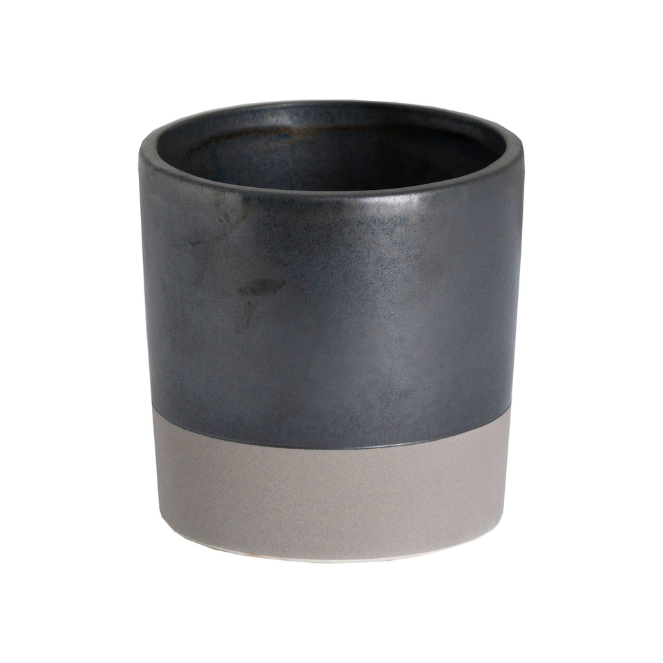 image 1 of Hill Interiors Metallic Ceramic Planter - Grey - L