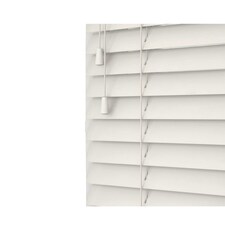 240cm Fog White Wooden Venetian Blinds With Strings (130cm drop) | White | White