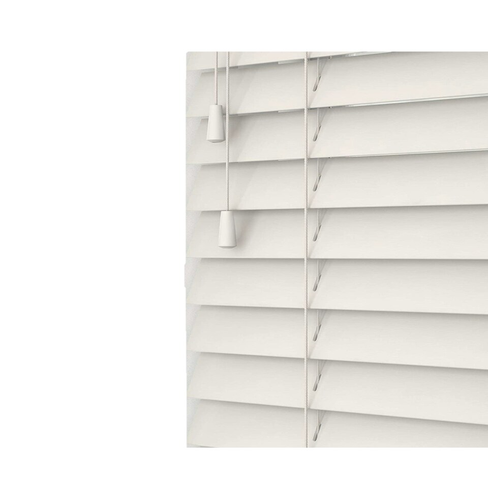 image 1 of 240cm Fog White Wooden Venetian Blinds With Strings (130cm drop) | White | White