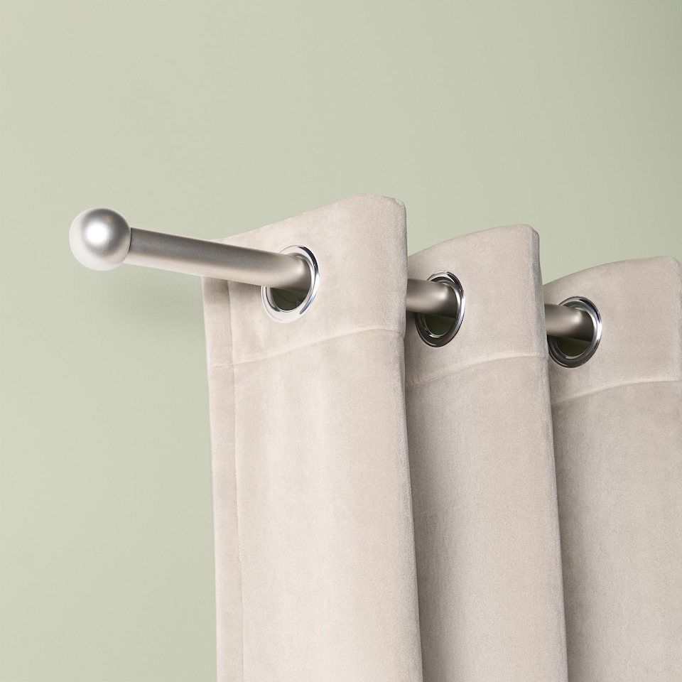 image 1 of OHS Curtain Pole Extendable 28mm Metal Finnials Ball End Rod Fittings | Silver