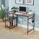 image 4 of Computer Desk Adjustable Shelves Storage Hook Office Table Workstation Brown | Light Oak