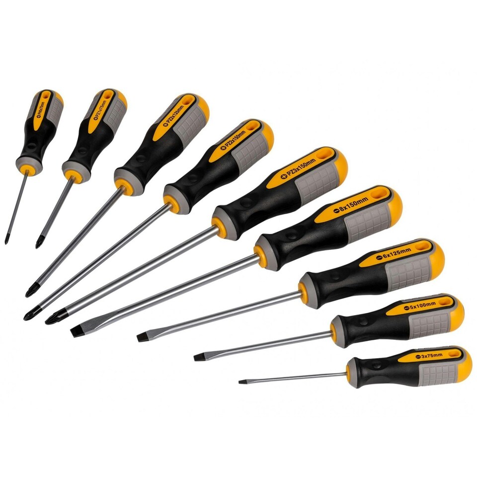 Roughneck Screwdriver Set, 9 Piece - Multi Colour - One Size