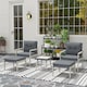 image 8 of Outsunny 5-Pieces Rattan Patio set with Acacia Wood Top Coffee Table | Grey | Grey | 1