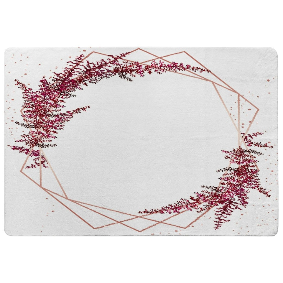 image 1 of Pink Flower And Geometric Shapes (Rug) Pink | XL: 160x230cm
