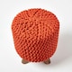image 3 of Homescapes Burnt Orange Tall Cotton Knitted Footstool on Legs