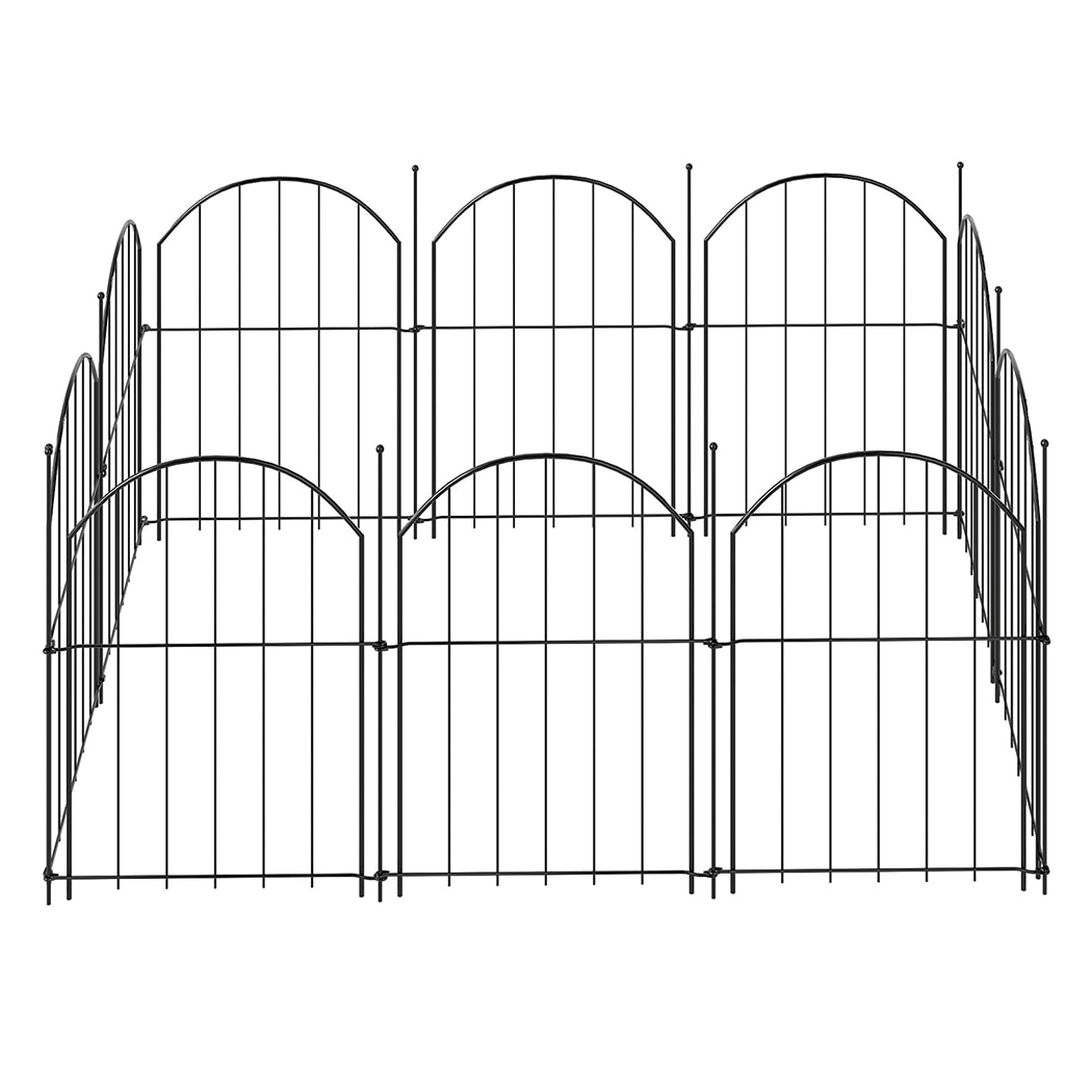Levede 10 Pack Metal Garden Fence Decorative Animal Barrier Outdoor Pet Border | Black