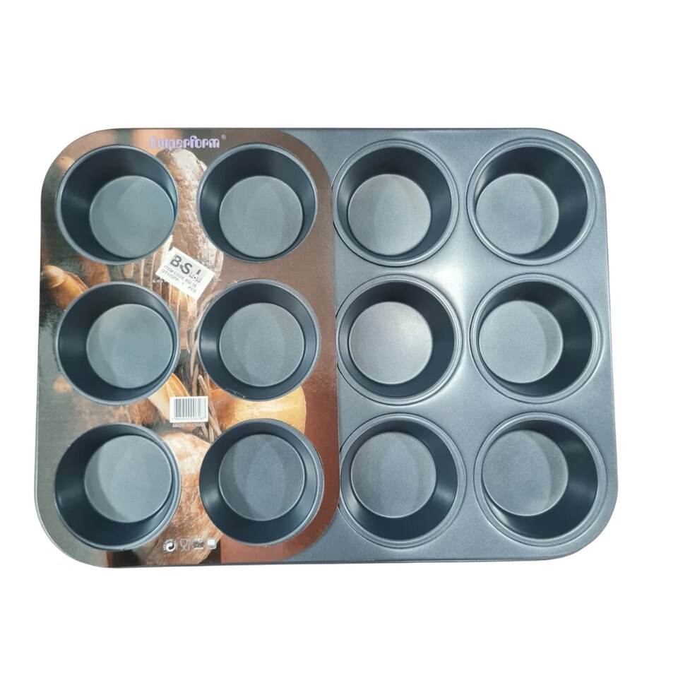 Basiks 12 Cups Cupcake & Muffin Tray | Black | Black | 1