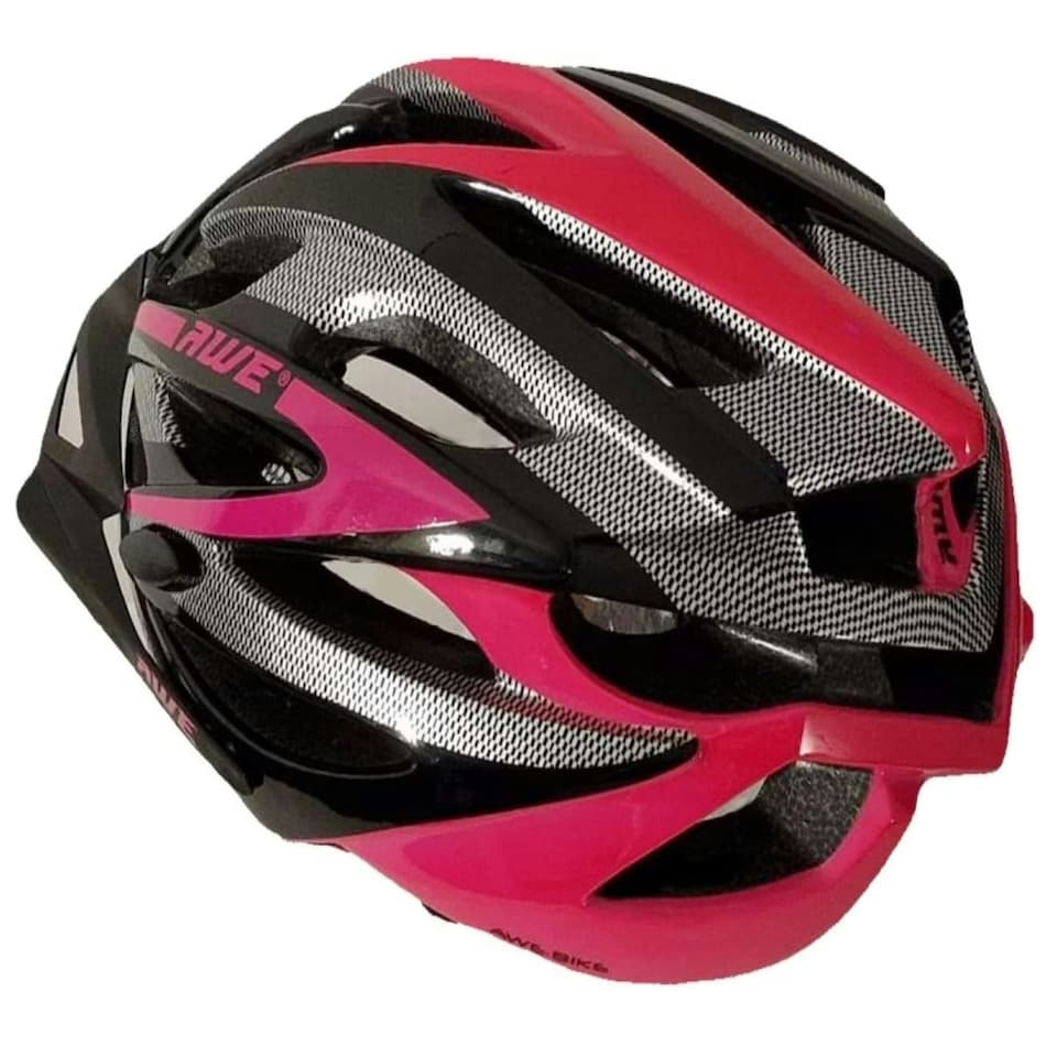 image 1 of AWE AweAeroLite In Mould Adult Bike Helmet Black/Pink Medium 55-58cm Crash Guarantee* | Black | Pink