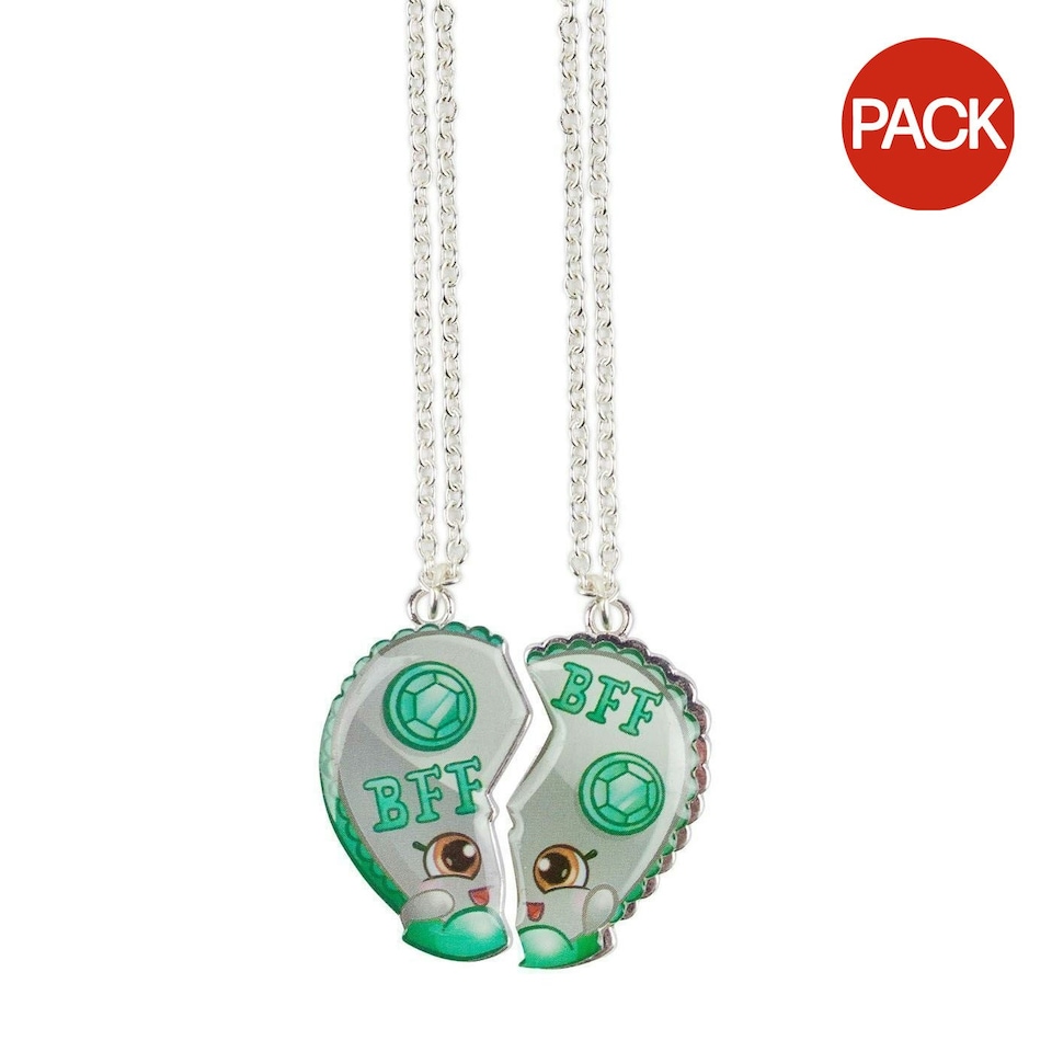 image 1 of Shopkins Girls Best Friend Chelsea Charm Necklace (Pack of 2) - Silver/Green - One Size
